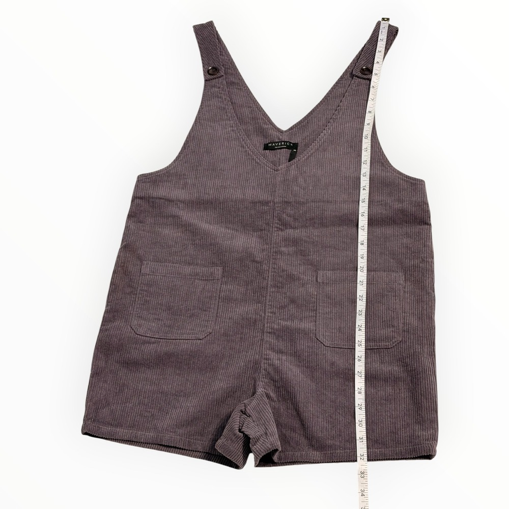 Maverick The Collection Brown Corduroy Sleeveless Romper Size M Utility Pockets - Picture 5 of 9